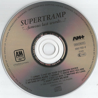 Supertramp : "...Famous Last Words..." (CD, Album, RE, RM, RP)