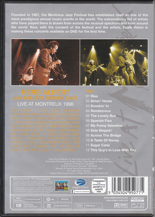 Herb Alpert With The Jeff Lorber Band : Live At Montreux 1996 (DVD-V, Multichannel, PAL)