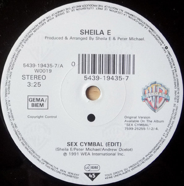Sheila E. : Sex Cymbal (7", Single)