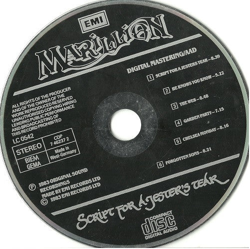 Marillion : Script For A Jester's Tear (CD, Album, RE, PDO)