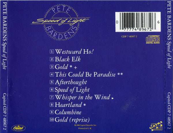 Peter Bardens : Speed Of Light (CD, Album)