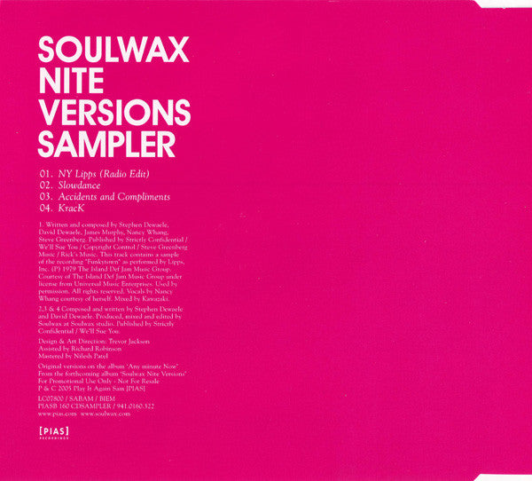 Soulwax : Nite Versions Sampler (CD, Promo, Smplr)