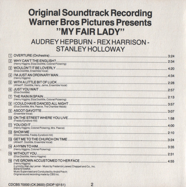 Audrey Hepburn, Rex Harrison : My Fair Lady - Original Soundtrack Recording (CD, Album, RE)