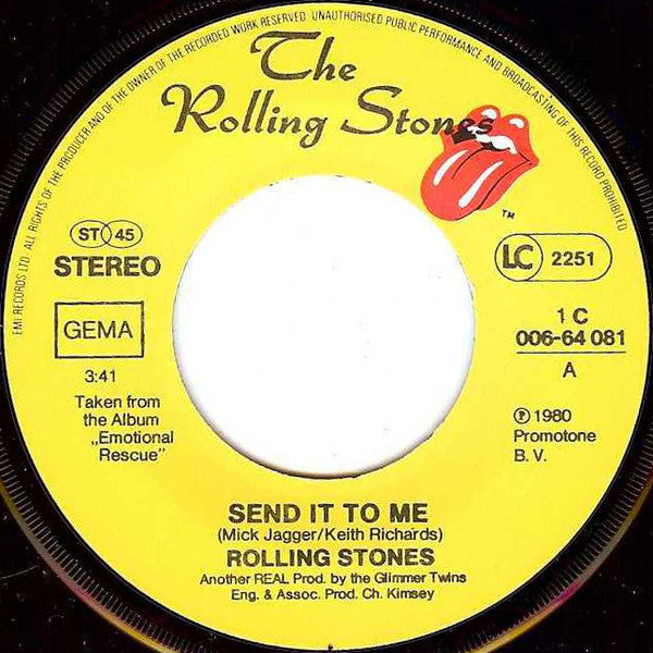 The Rolling Stones : Send It To Me (7", Single, Ude)