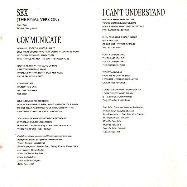 Paul Rein : Communicate (CD, Album)