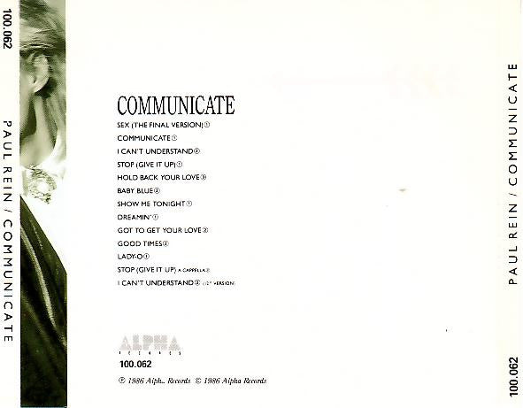Paul Rein : Communicate (CD, Album)