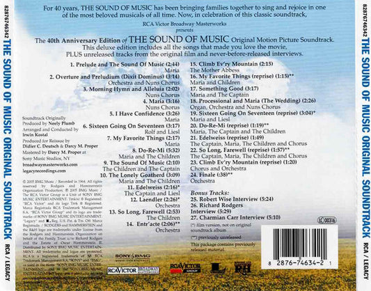 Rodgers & Hammerstein / Julie Andrews, Christopher Plummer, Irwin Kostal : The Sound Of Music (Original Soundtrack) (CD, Album, RE, S/Edition, 40t)
