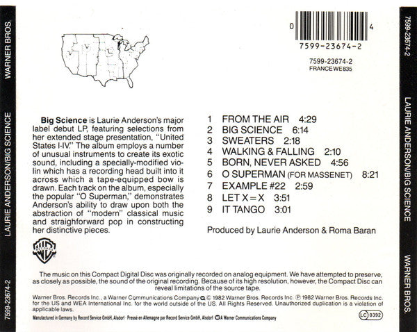 Laurie Anderson : Big Science (CD, Album, RE)