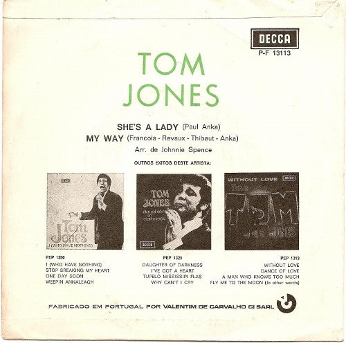 Tom Jones : She's A Lady / My Way (7")
