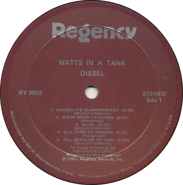 Diesel (5) : Watts In A Tank (LP, Album)