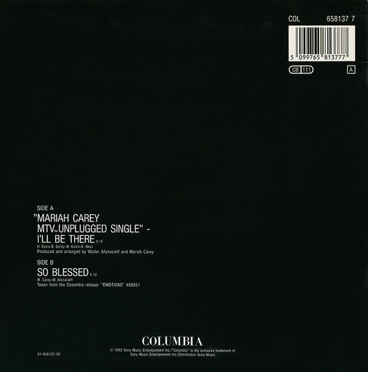 Mariah Carey : I'll Be There (MTV Unplugged) (7", Single)