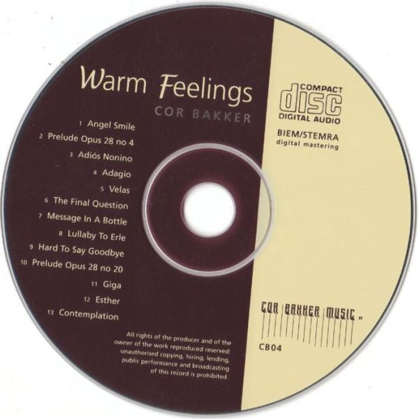 Cor Bakker : Warm Feelings (CD, Album)