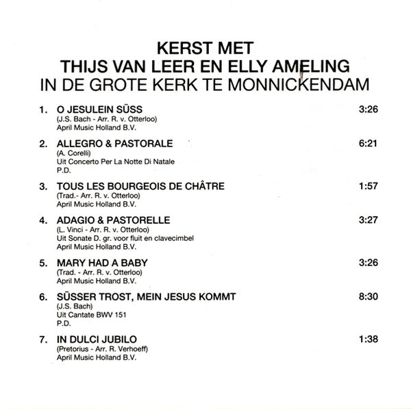 Thijs van Leer En Elly Ameling : In De Grote Kerk Te Monnickendam (CD, Album, RE)
