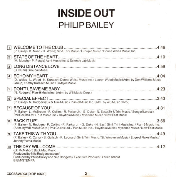 Philip Bailey : Inside Out (CD, Album)