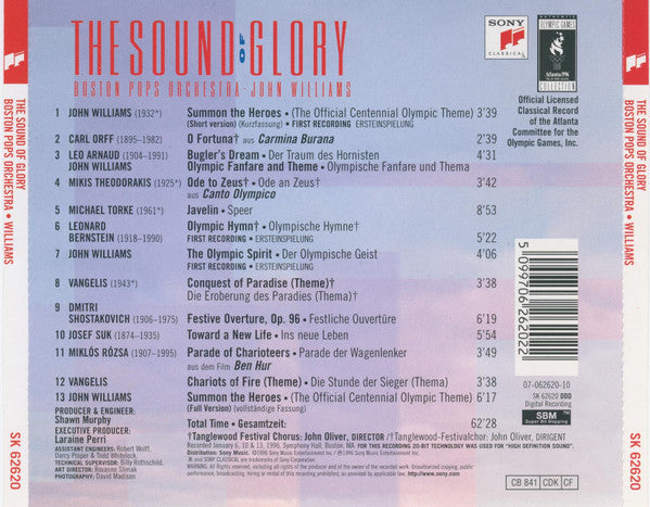 John Williams (4), Boston Pops Orchestra : The Sound Of Glory (CD, Album)