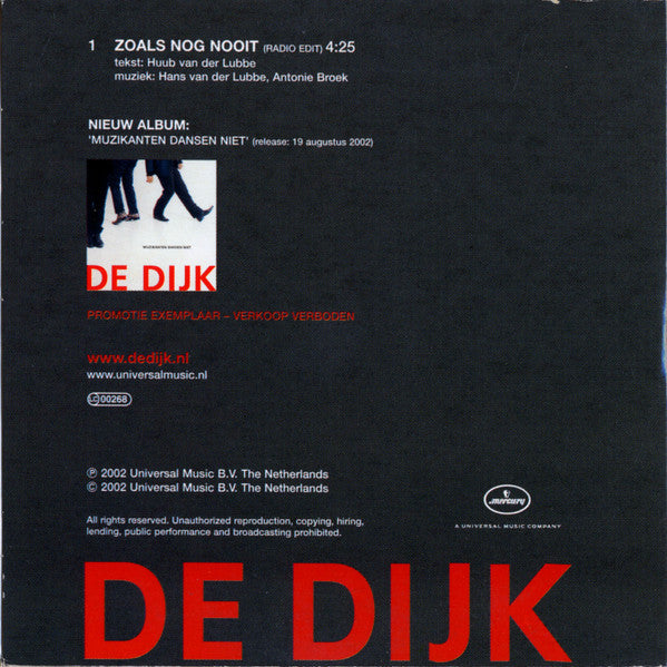 De Dijk : Zoals Nog Nooit (CD, Single, Promo, Car)