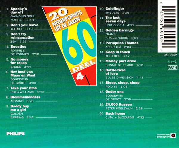 Various : 20 Nederpophits Uit De Jaren 60 Deel 4 (CD, Comp, RE, RM)