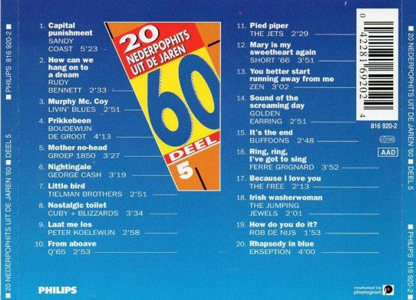 Various : 20 Nederpophits Uit De Jaren 60 Deel 5 (CD, Comp, RE, RM)