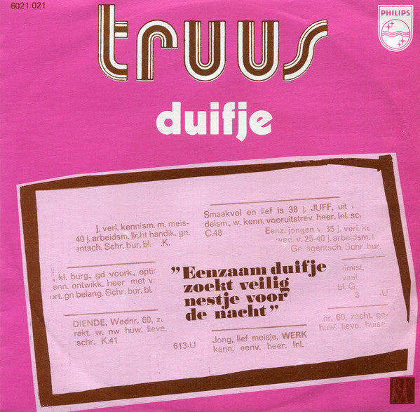 Truus : Duifje (7", Single, Mono)