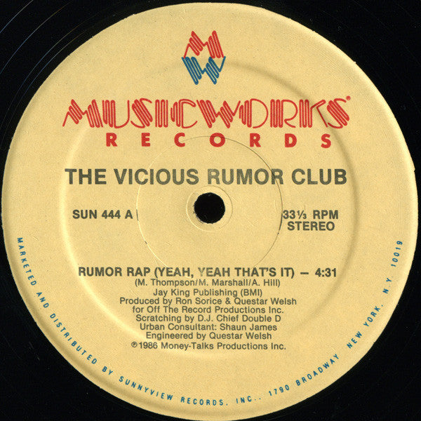 Vicious Rumor Club : Rumor Rap (Yeah, Yeah That's It) (12")