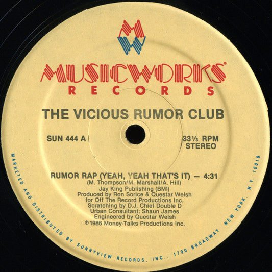 Vicious Rumor Club : Rumor Rap (Yeah, Yeah That's It) (12")