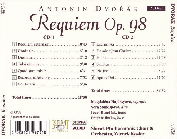 Antonín Dvořák : Requiem • Stabat Mater (4xCD + Box, Comp)