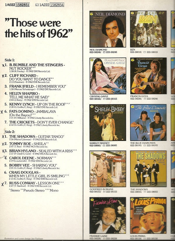 Various : Those Were The Hits Of 1962 (LP, Comp)