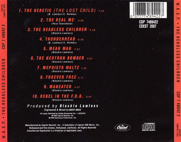 W.A.S.P. : The Headless Children (CD, Album)