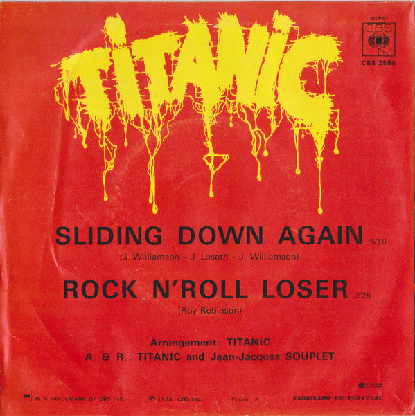Titanic (3) : Sliding Down Again / Rock 'N' Roll Loser (7", Single)