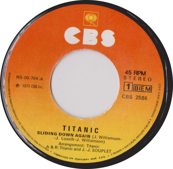 Titanic (3) : Sliding Down Again / Rock 'N' Roll Loser (7", Single)