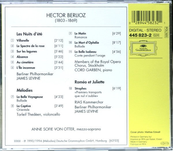 Anne Sofie Von Otter Sings Hector Berlioz, Berliner Philharmoniker, James Levine (2), Cord Garben : Les Nuits D'Été · Mélodies (CD, Comp)