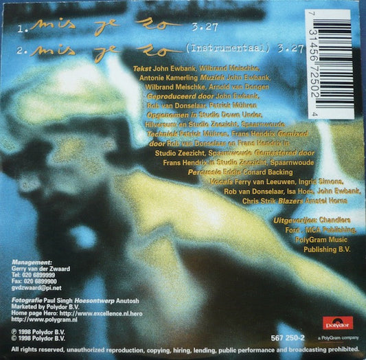 Hero En De Hero's : Mis Je Zo (CD, Single)
