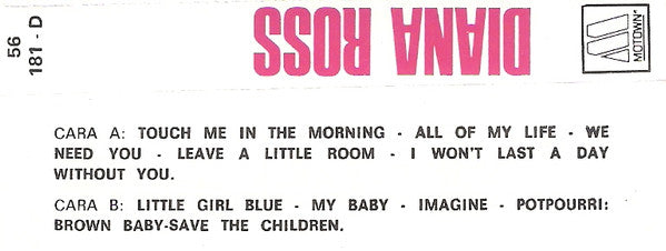 Diana Ross : Touch Me In The Morning (Cass, Album)