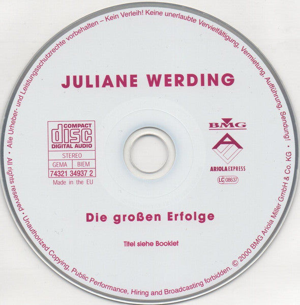 Juliane Werding : Die Grossen Erfolge (CD, Comp, RE)