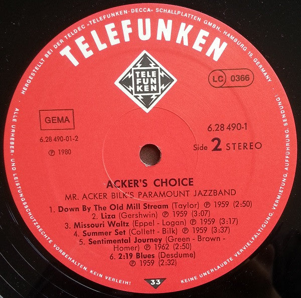 Acker Bilk And His Paramount Jazz Band : Acker's Choice (2xLP, Comp)