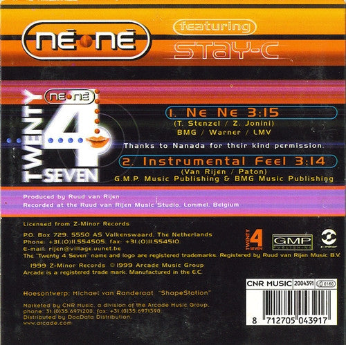 Twenty 4 Seven Featuring Stay-C : Né Né (CD, Single, Car)