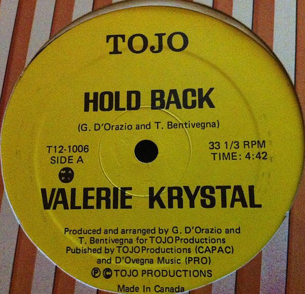 Valerie Krystal : Hold Back (12")