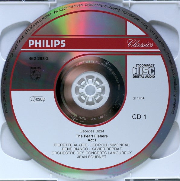 Georges Bizet - Pierrette Alarie, Leopold Simoneau, René Bianco, Xavier Depraz, Orchestre Des Concerts Lamoureux, Jean Fournet : The Pearl Fishers (2xCD, RE)
