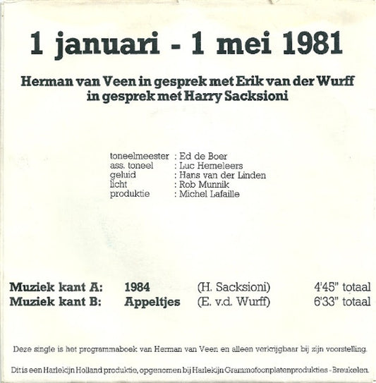 Herman van Veen, Erik van der Wurff & Harry Sacksioni : Gesprek Tussen Herman van Veen / Harry Sacksioni / Erik van Der Wurff (7", Single)