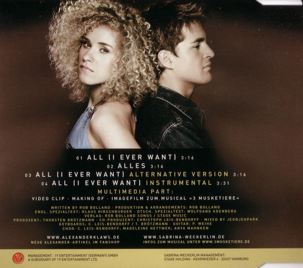 Alexander Klaws feat. Sabrina Weckerlin : All (I Ever Want) (CD, Maxi, Enh)