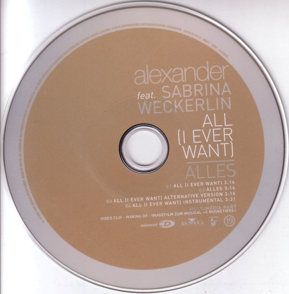 Alexander Klaws feat. Sabrina Weckerlin : All (I Ever Want) (CD, Maxi, Enh)