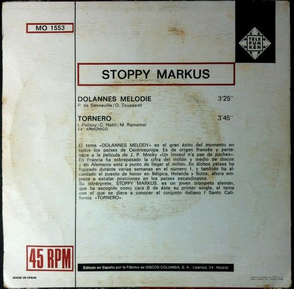Stoppy Markus : Dolannes Melodie / Tornero (7")