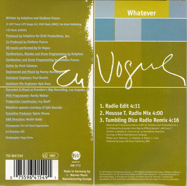 En Vogue : Whatever (CD, Single, Car)