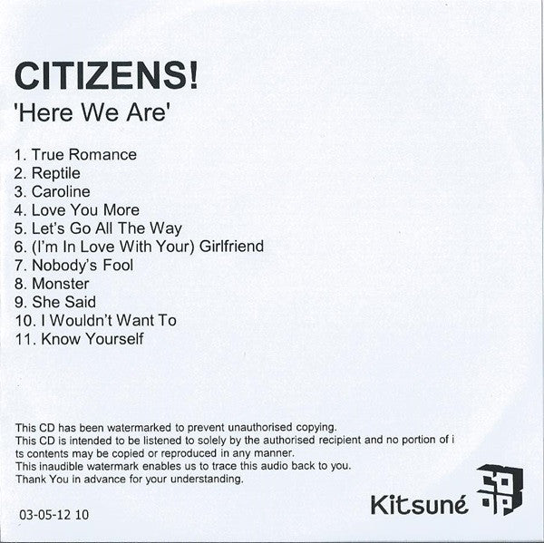 Citizens! : Here We Are (CDr, Album, Promo)