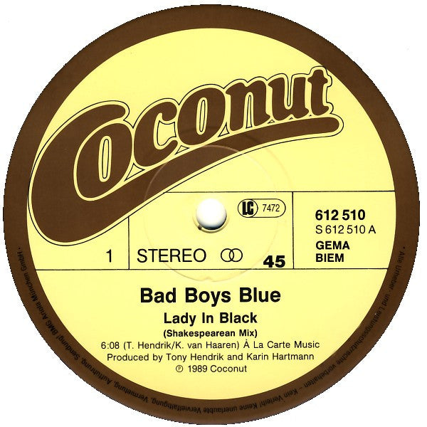 Bad Boys Blue : Lady In Black (12", Maxi)