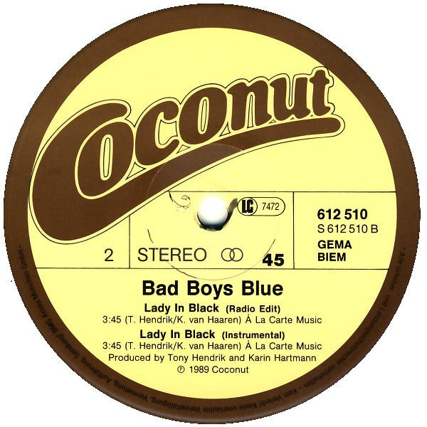 Bad Boys Blue : Lady In Black (12", Maxi)