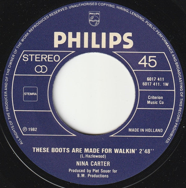 Nina Carter : These Boots Are Made For Walkin' (7")