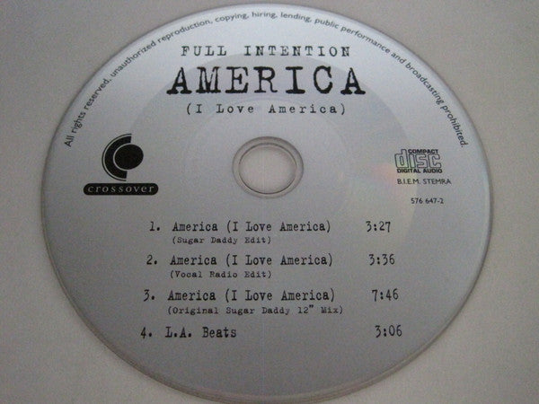 Full Intention : America (I Love America) (CD, Maxi)