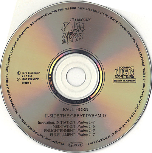 Paul Horn : Inside The Great Pyramid (CD, Album, RE)