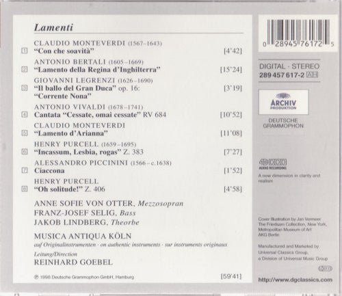 Claudio Monteverdi • Antonio Vivaldi • Henry Purcell • Antonio Bertali • Giovanni Legrenzi / Anne Sofie Von Otter • Musica Antiqua Köln • Reinhard Goebel : Lamenti (CD)